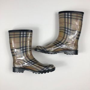 BURBERRY NOVA CHECKERED RAIN BOOTS EUR 40 US 10
